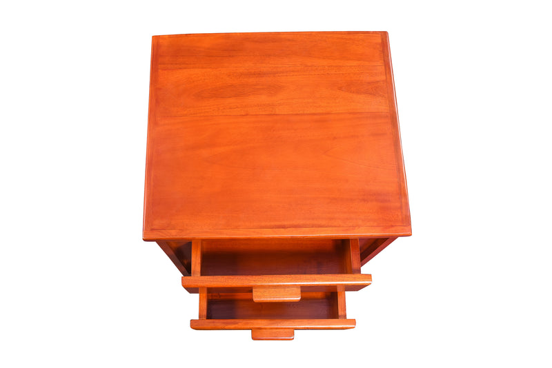 Mahagany Wood Bedside Table with Two Drawer for Storage | Night Stand Table for Bedroom | Sofa Side Table | 41x 41x 47 cm