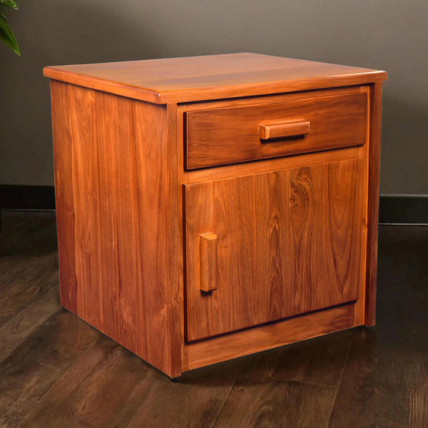 Teak Wood Bedside End Table with Drawer for Storage